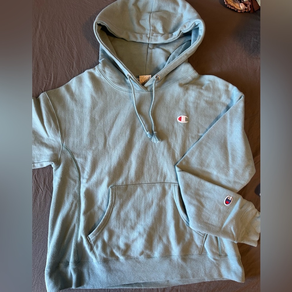 Champion Teal Hoodie with Logo